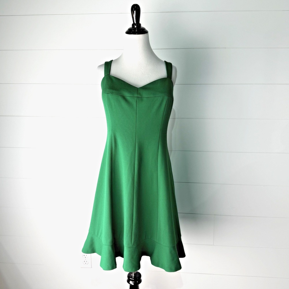 CeCe Green Sweetheart Neckline Dress Women 14 L Fit Flare Office Business Party